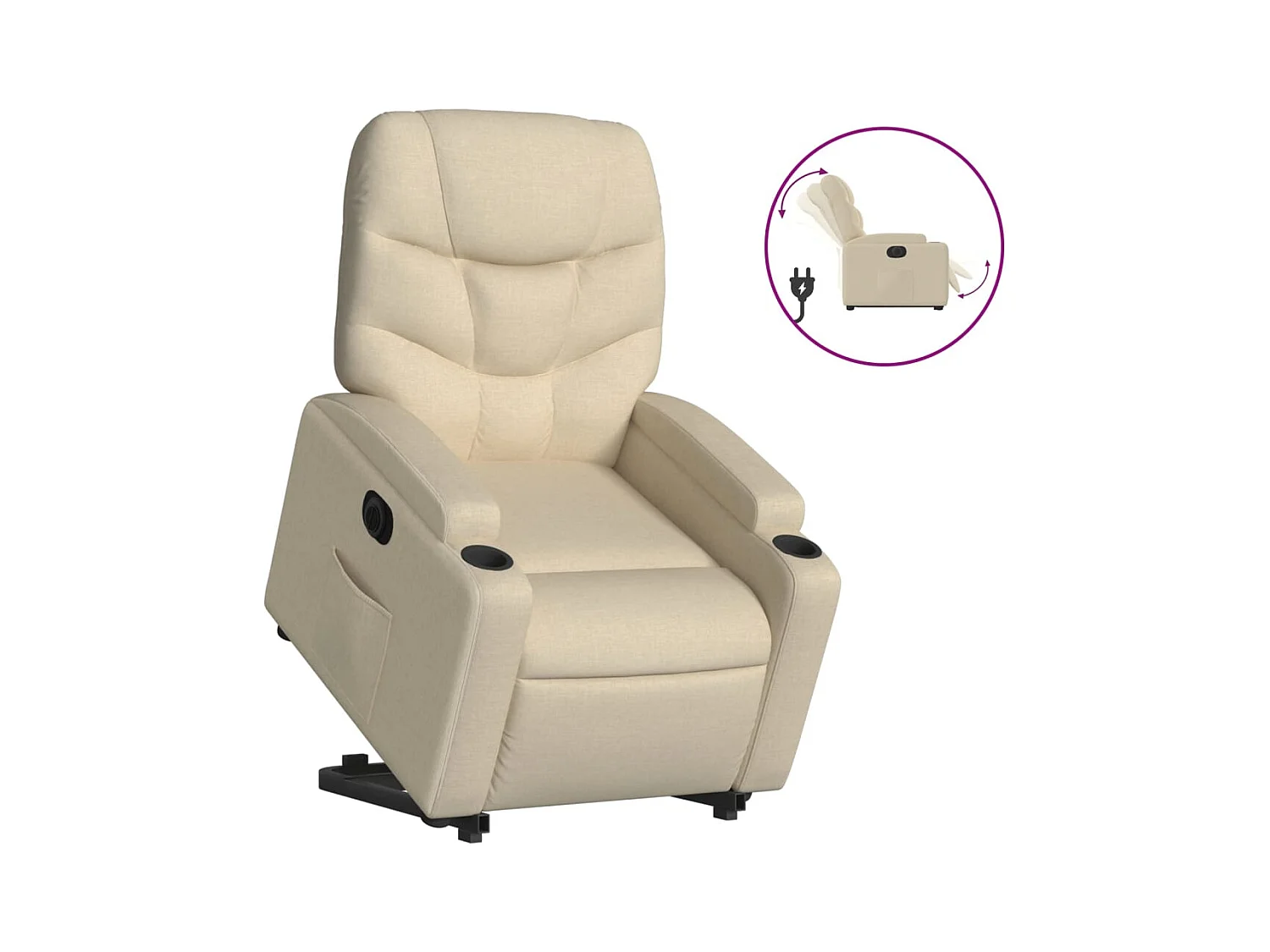 Fauteuil inclinable électrique-Chaise de relax-Fauteuil TV crème tissu SHL3004