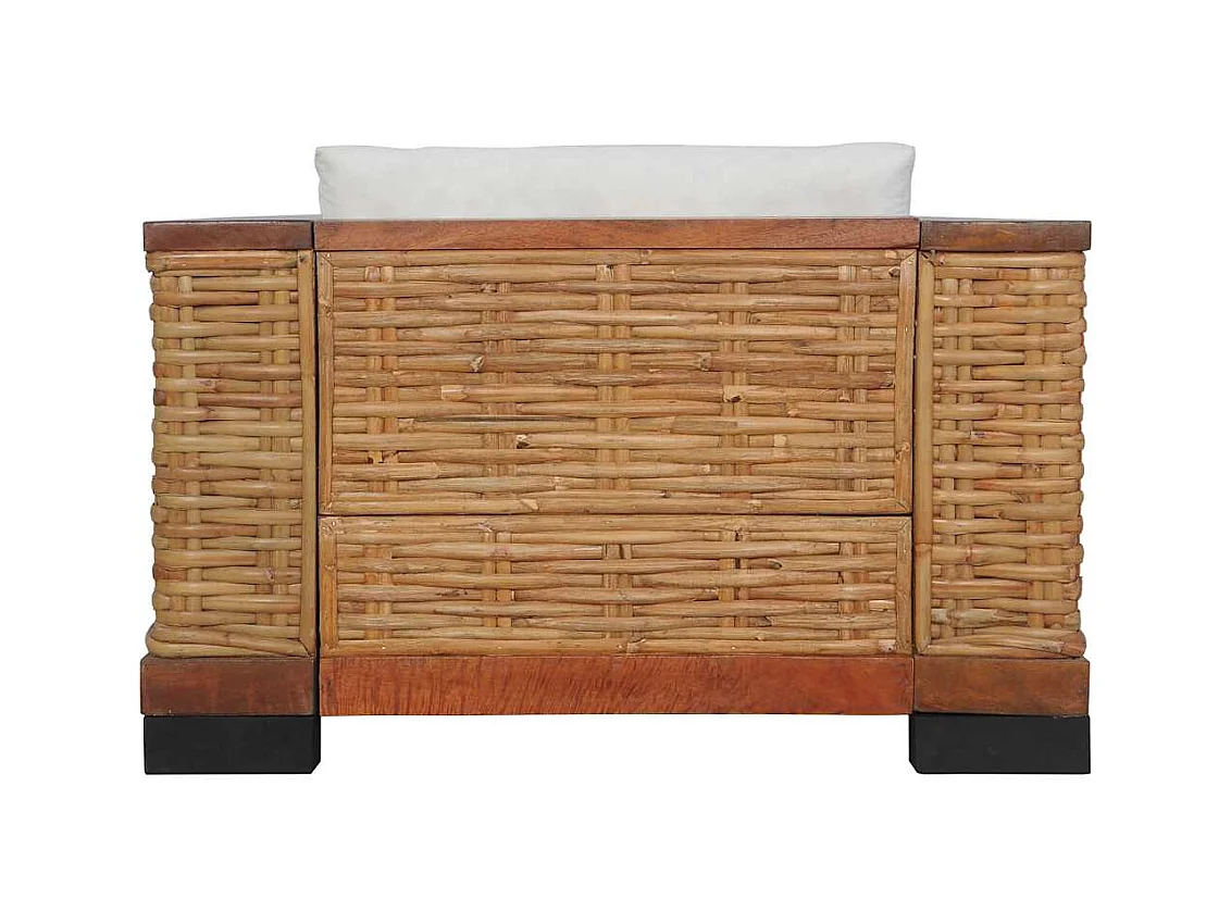 Sillón de salón | Silla Relax con cojines ratán natural marrón SHL7581