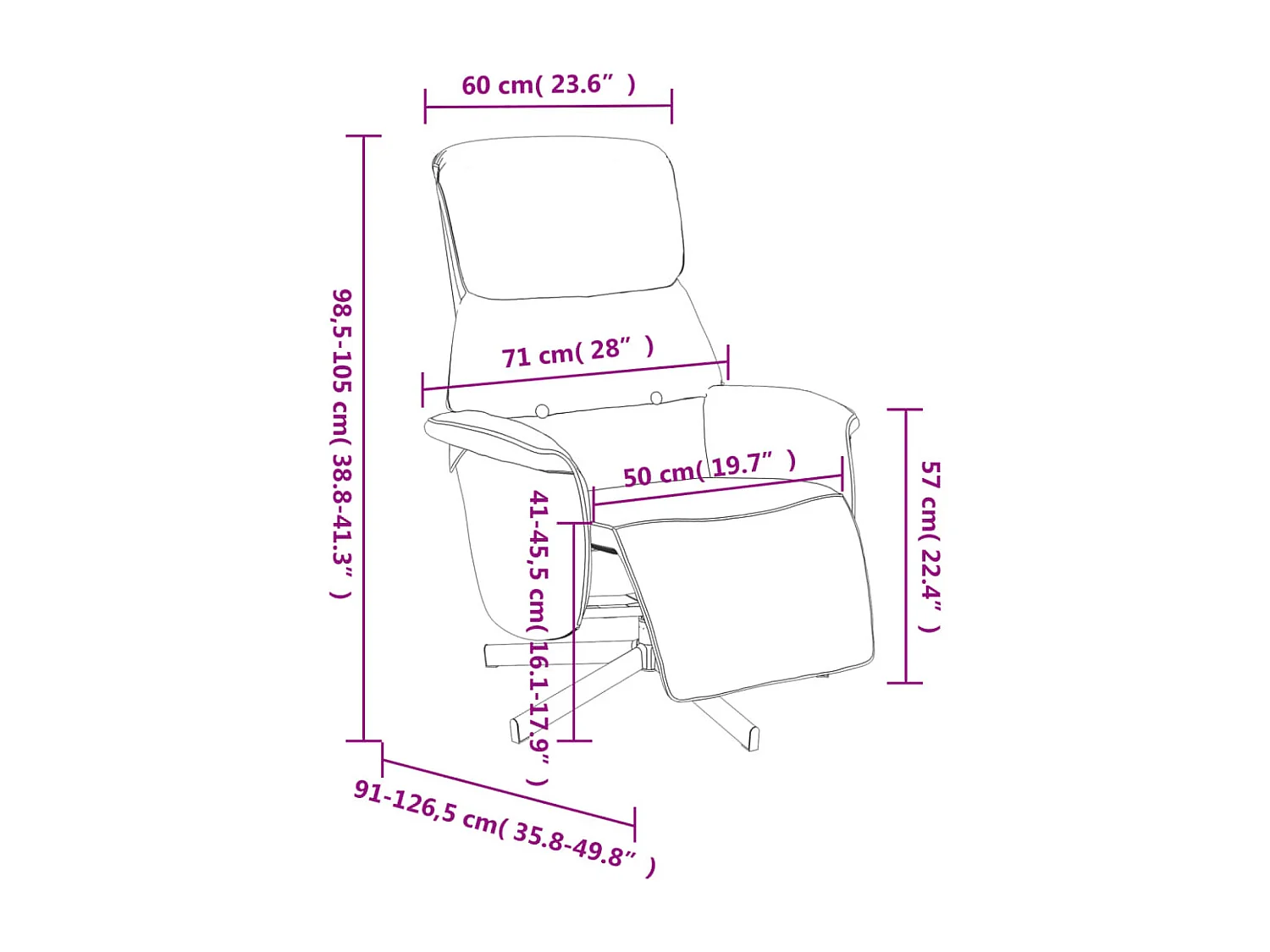 Sillón de relax | Sillón reclinable con reposapiés tela gris taupe SHL2570