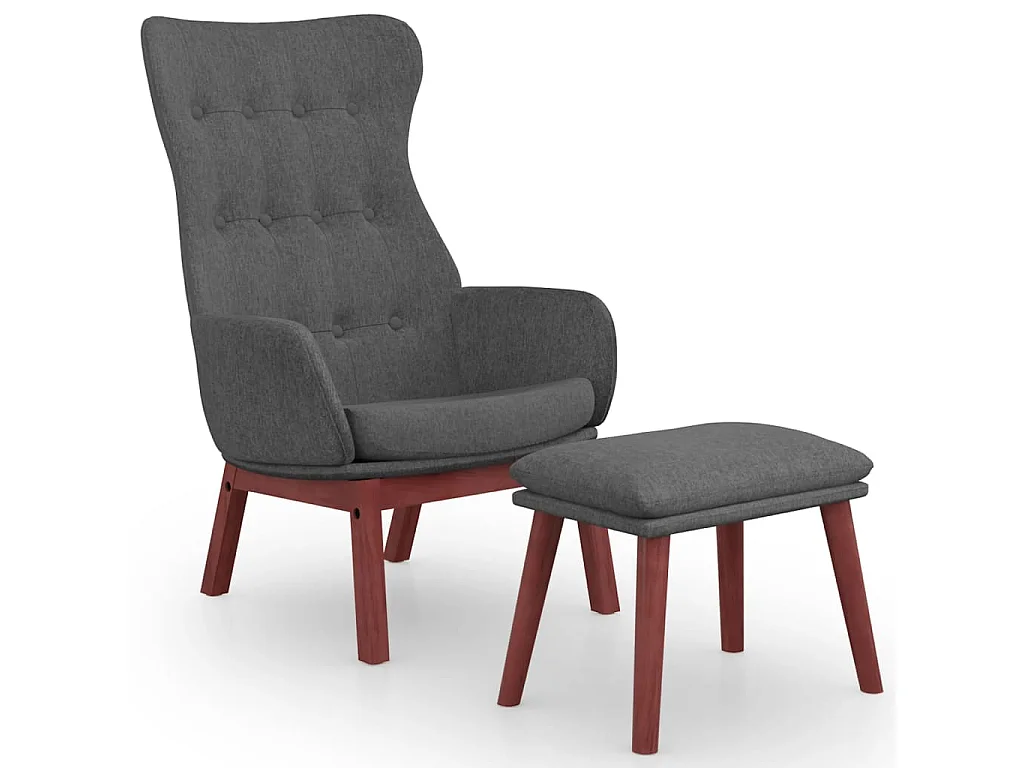 Fauteuil de relaxation Scandinave avec repose-pied Gris foncé Tissu SHL1212