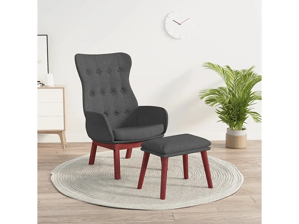 Fauteuil de relaxation Scandinave avec repose-pied Gris foncé Tissu SHL1212