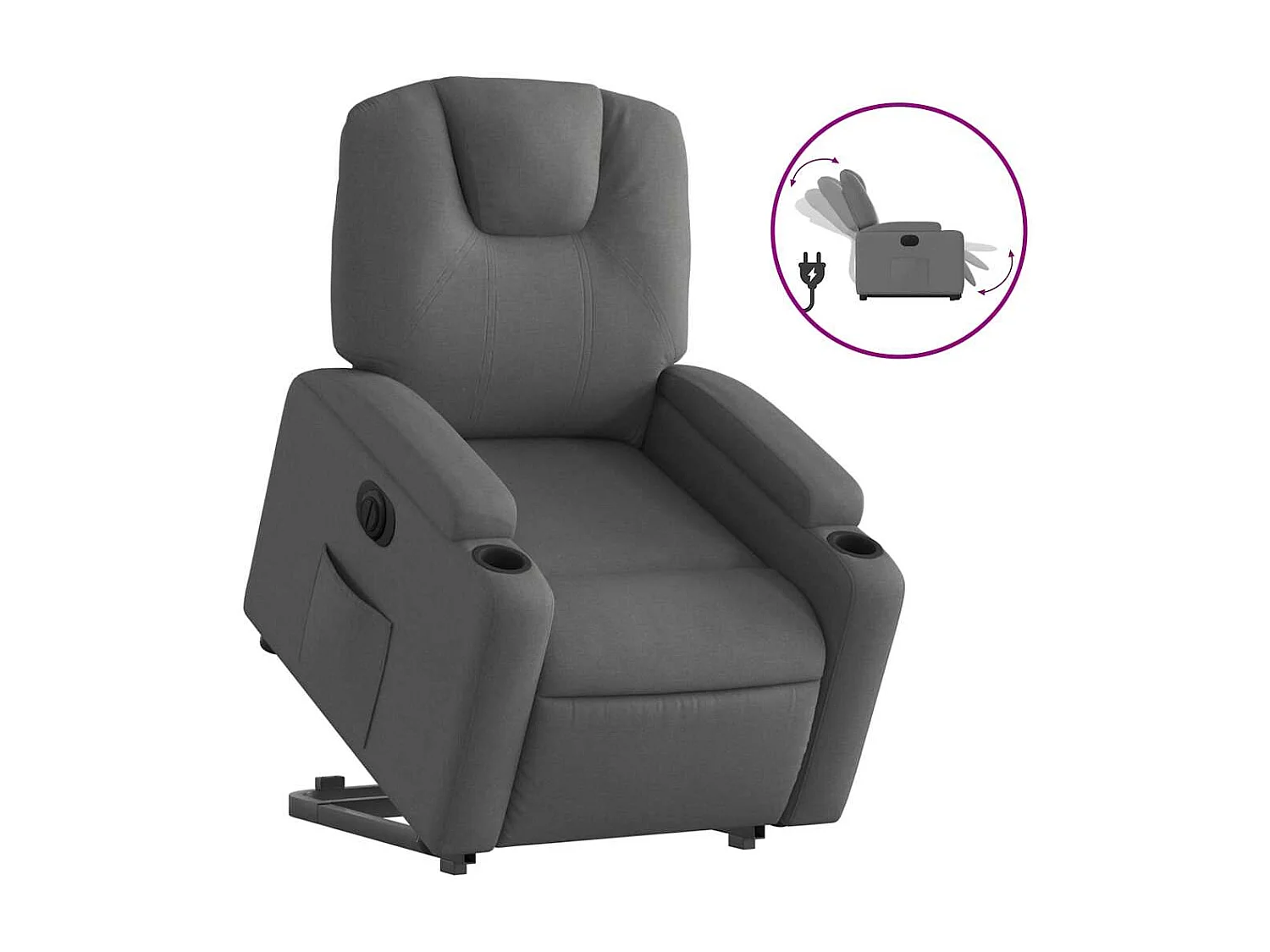 Relaxsessel mit Aufstehhilfe Elektrisch | Lounge Sessel indoor Dunkelgrau Stoff SHL75606