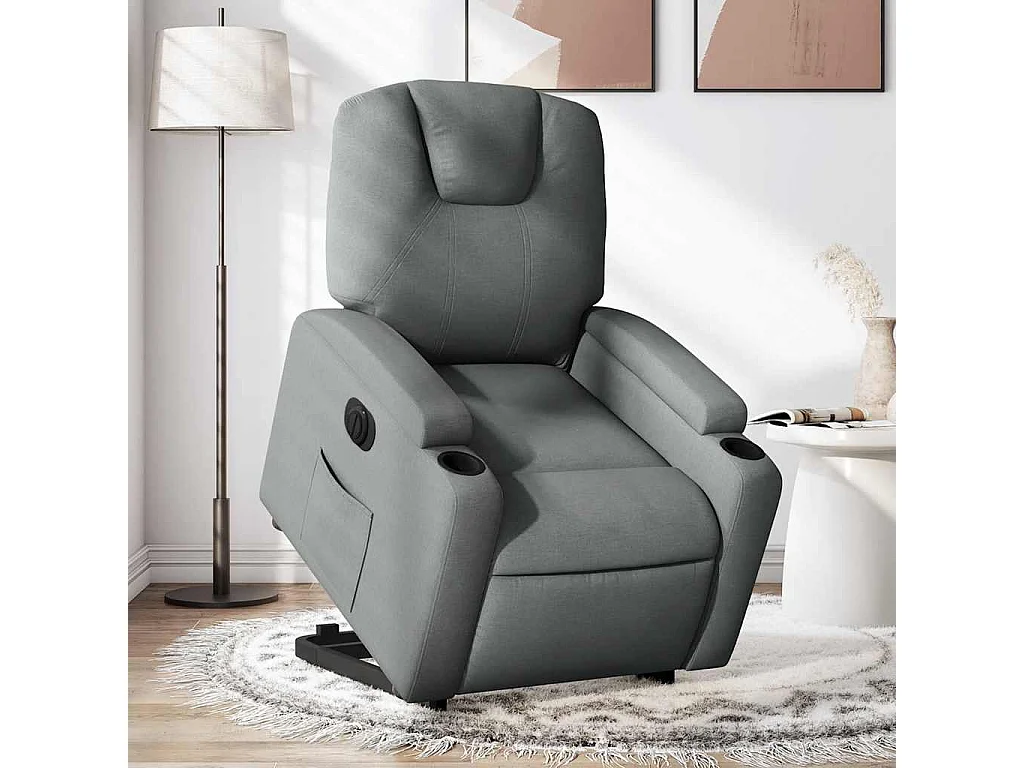 Relaxsessel mit Aufstehhilfe Elektrisch | Lounge Sessel indoor Dunkelgrau Stoff SHL75606