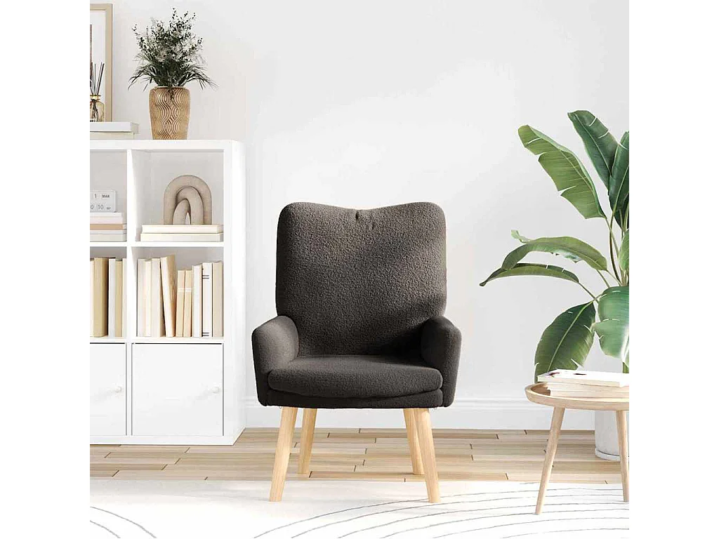Relaxsessel | Lounge Sessel für Wohnzimmer Dunkelgrau 63x67x94 cm Sherpa-Stoff SHL5559