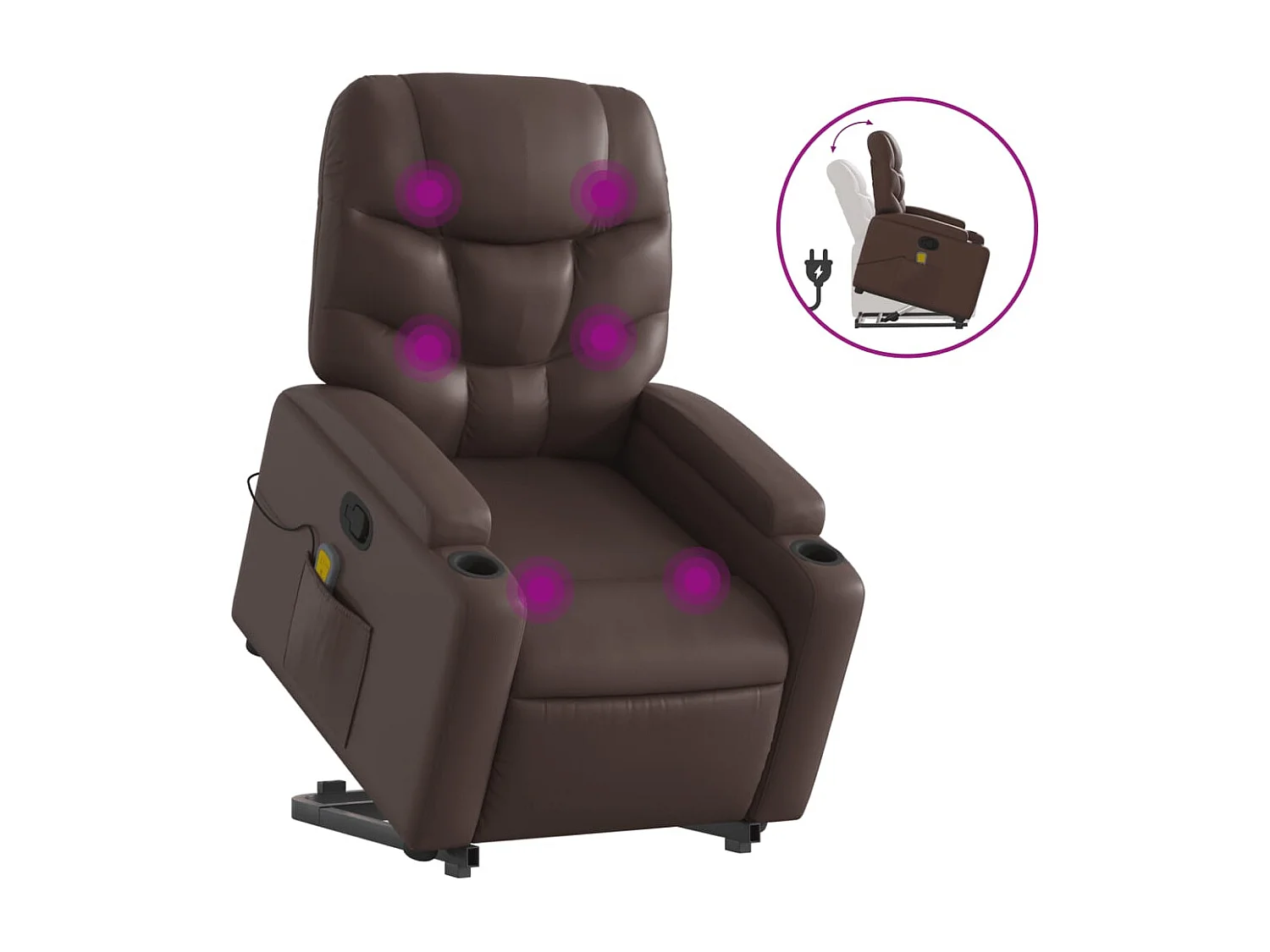 Fauteuil inclinable-Chaise de relax-Fauteuil de Massage Marron Similicuir SHL3800