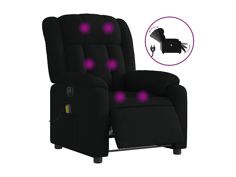 Sillón de relax | Sillón reclinable de masaje eléctrico tela negro SHL4906