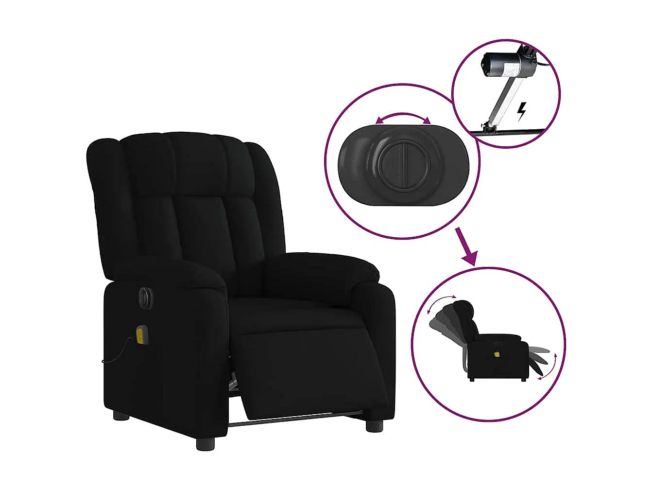 Massagesessel Elektrisch | Relaxsessel indoor Schwarz Stoff SHL81349