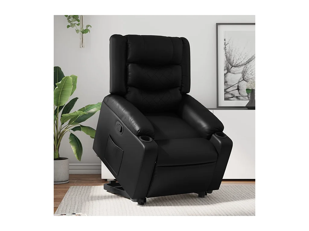 Poltrona Confortável | Poltrona reclinável elevatória couro artificial preto SHL326043