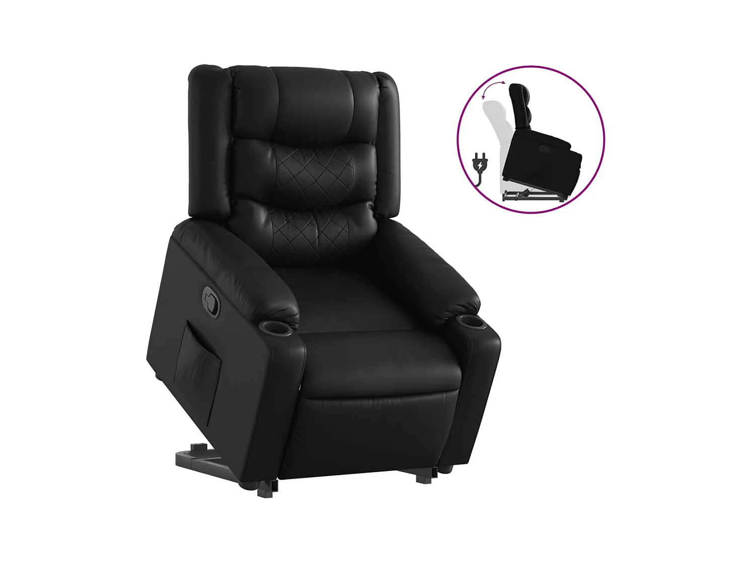 Fauteuil inclinable-Chaise de relax-Fauteuil salon Noir Similicuir SHL2237