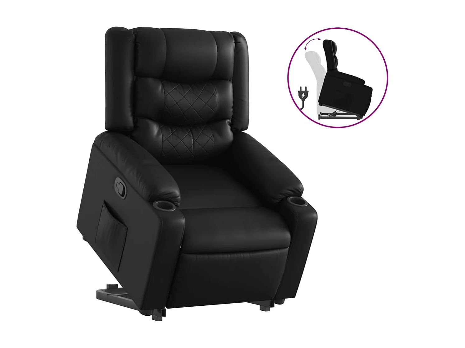 Fauteuil inclinable-Chaise de relax-Fauteuil salon Noir Similicuir SHL2237