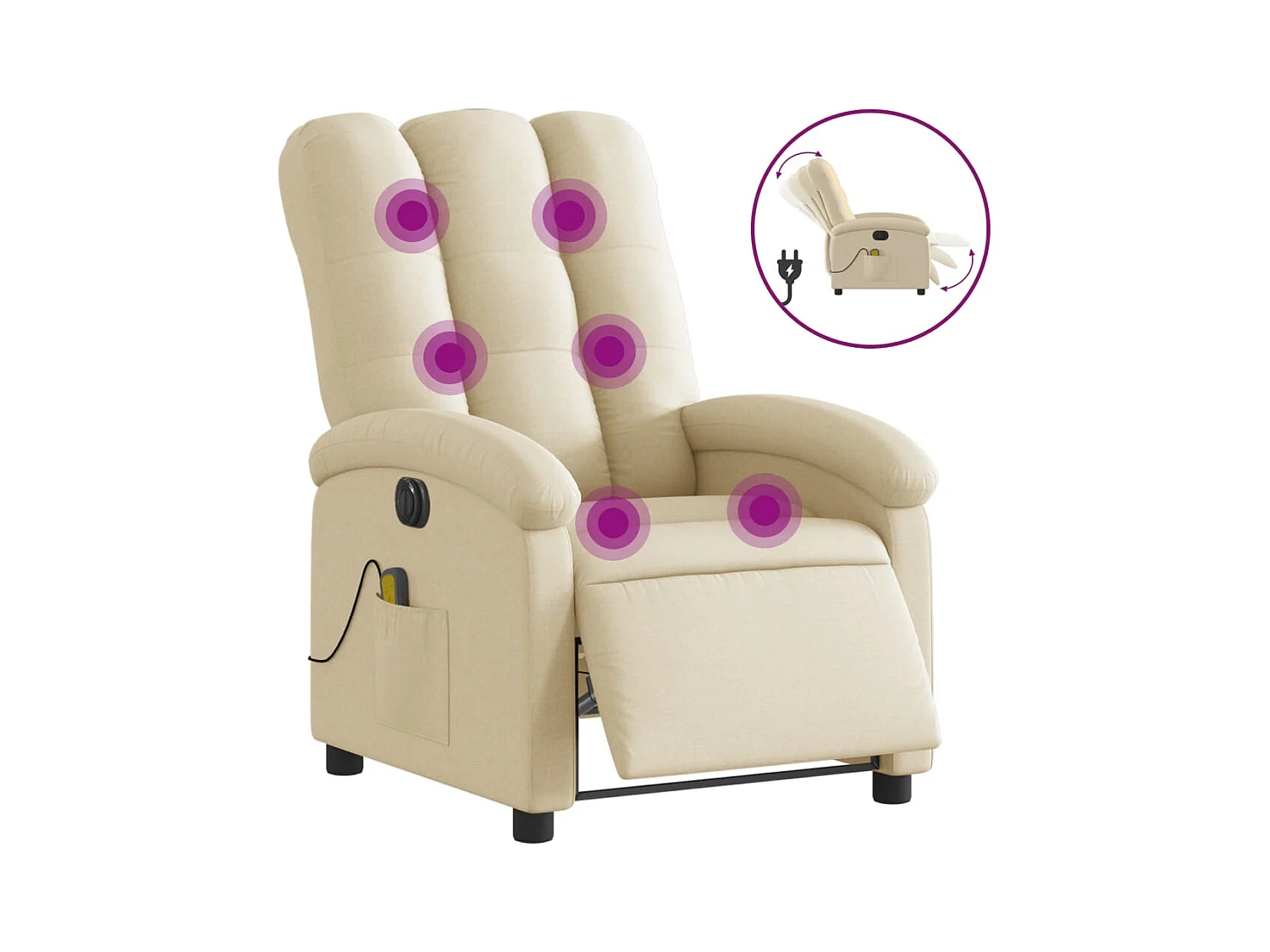 Poltrona de massagens reclinável elétrica tecido creme SHL586500