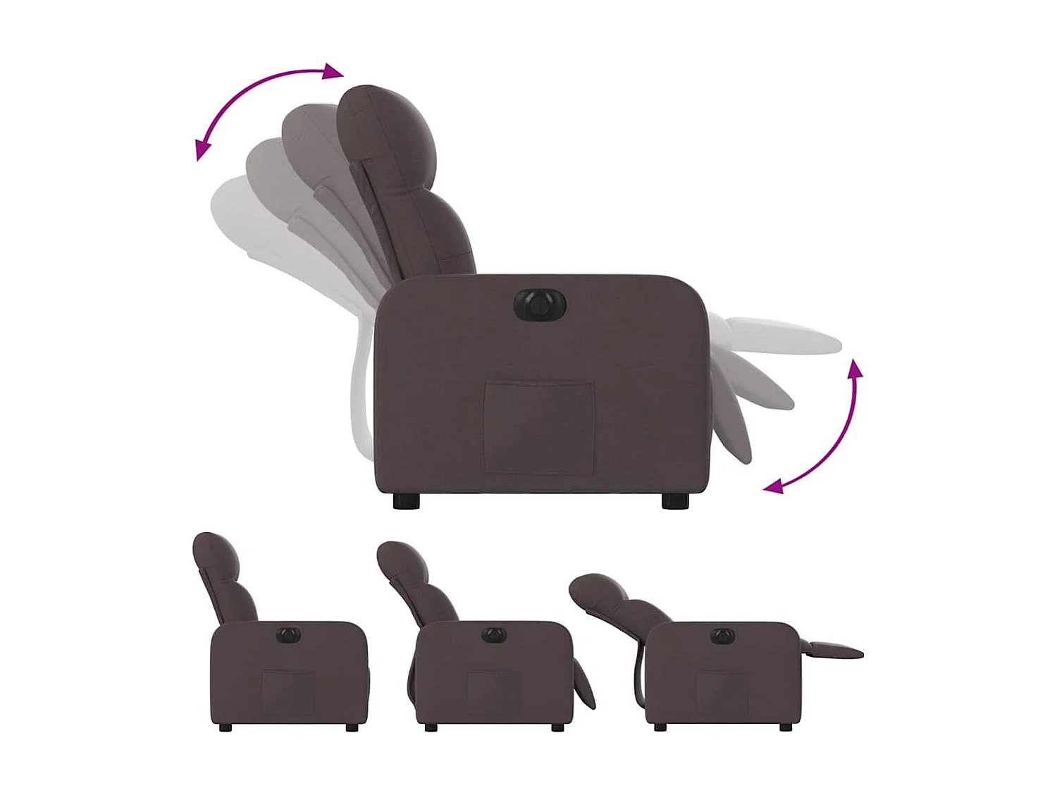 Sillón de relax | Silla | Sillón reclinable eléctrico tela marrón oscuro SHL8352