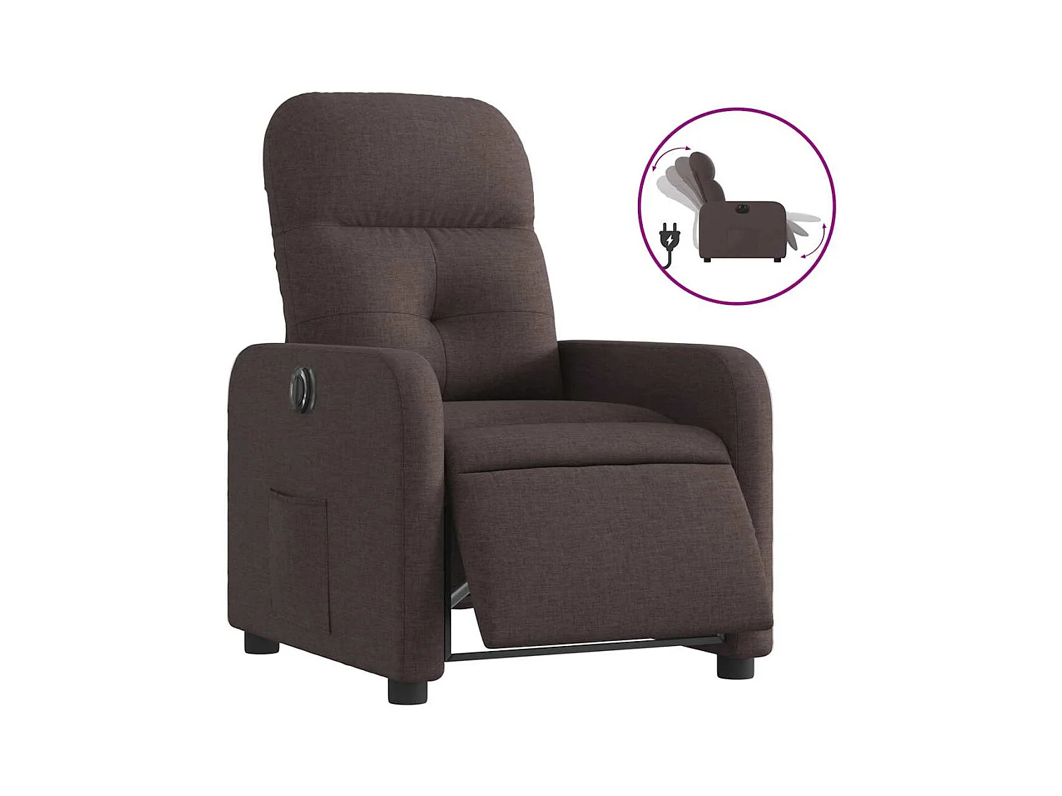 Fauteuil inclinable électrique-Chaise de relax-Fauteuil salon Marron foncé Tissu SHL1274