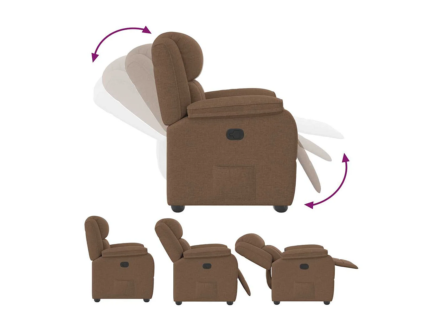 Poltrona | Cadeira Relax | Cadeira reclinável tecido castanho SHL619969