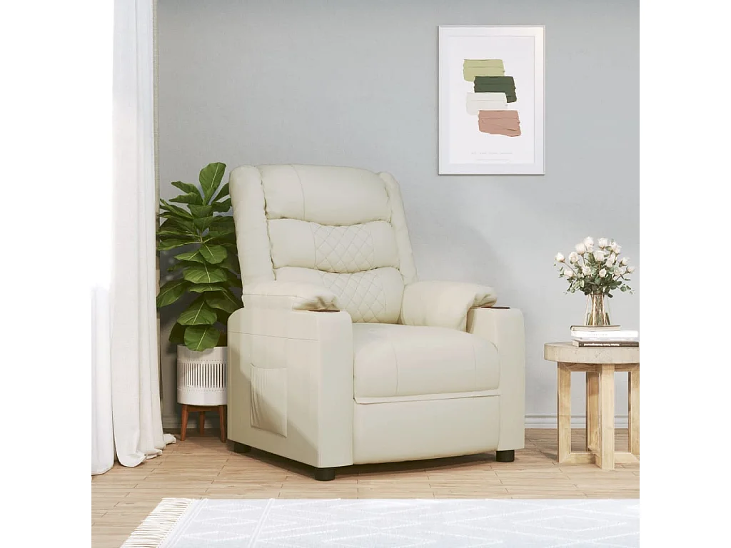 Fauteuil inclinable électrique-Chaise de relax-Fauteuil salon Crème Similicuir SHL5027
