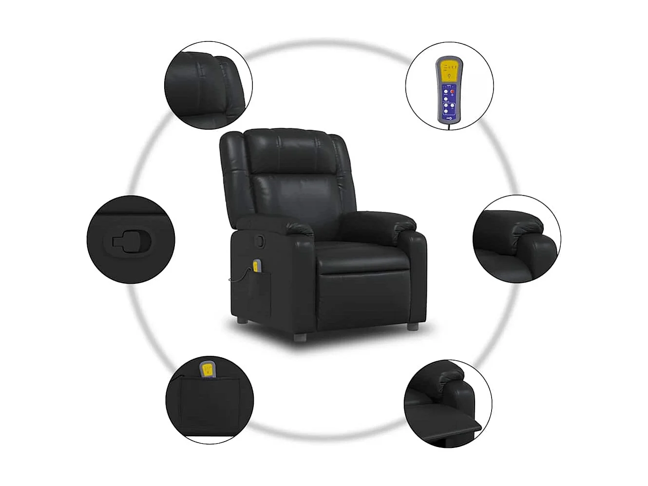 Poltrona de massagens reclinável couro artificial preto SHL720526