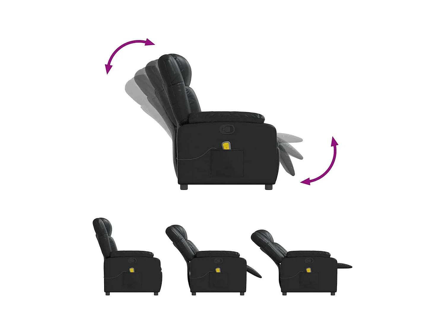 Sillón de salón | Silla | Sillón de masaje reclinable cuero sintético negro SHL4265