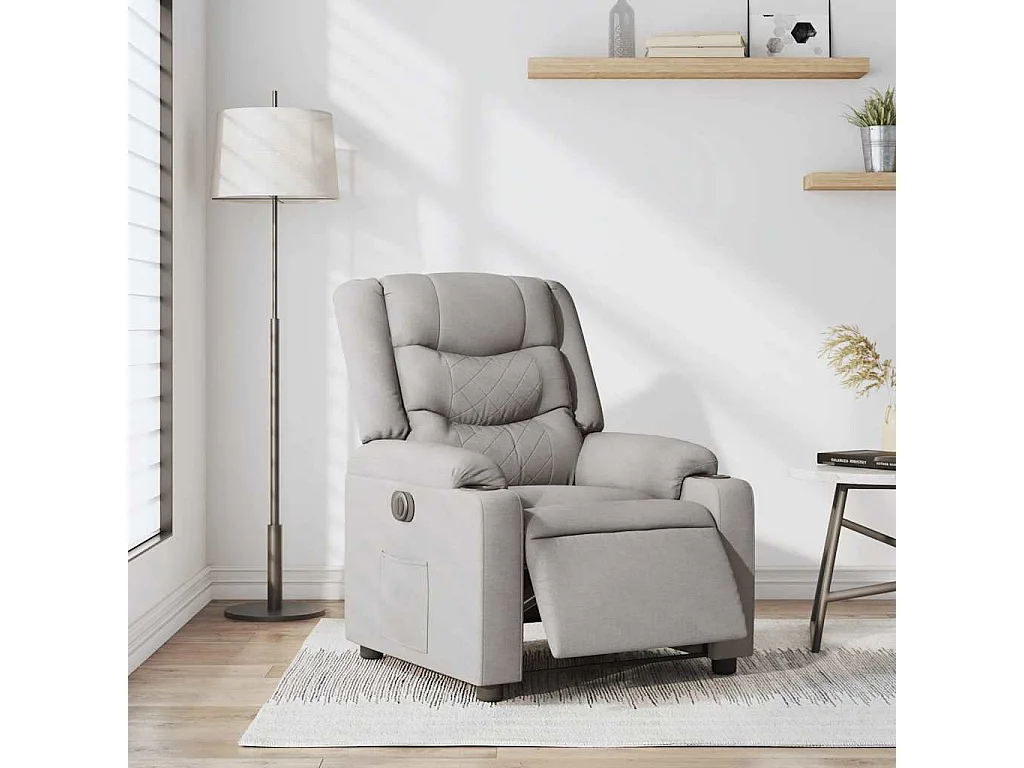 Fauteuil inclinable électrique-Chaise de relax-Fauteuil TV gris nuage tissu SHL4849
