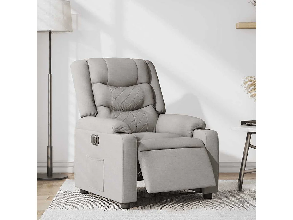 Fauteuil inclinable électrique-Chaise de relax-Fauteuil TV gris nuage tissu SHL4849