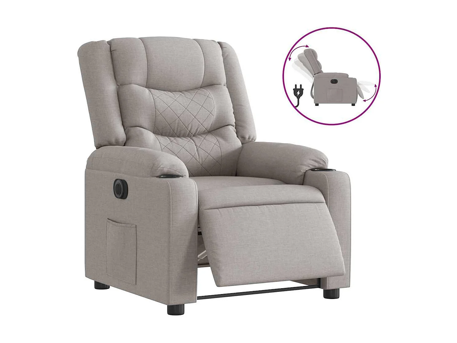 Fauteuil inclinable électrique-Chaise de relax-Fauteuil TV gris nuage tissu SHL4849