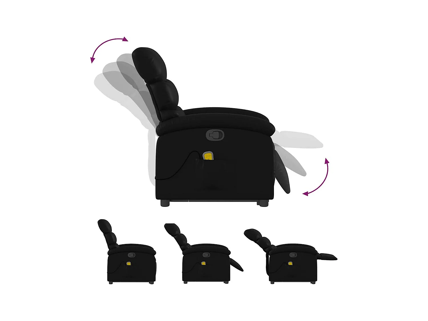 Sillón de relax | Sillón reclinable de masaje de pie cuero artificial negro SHL8965