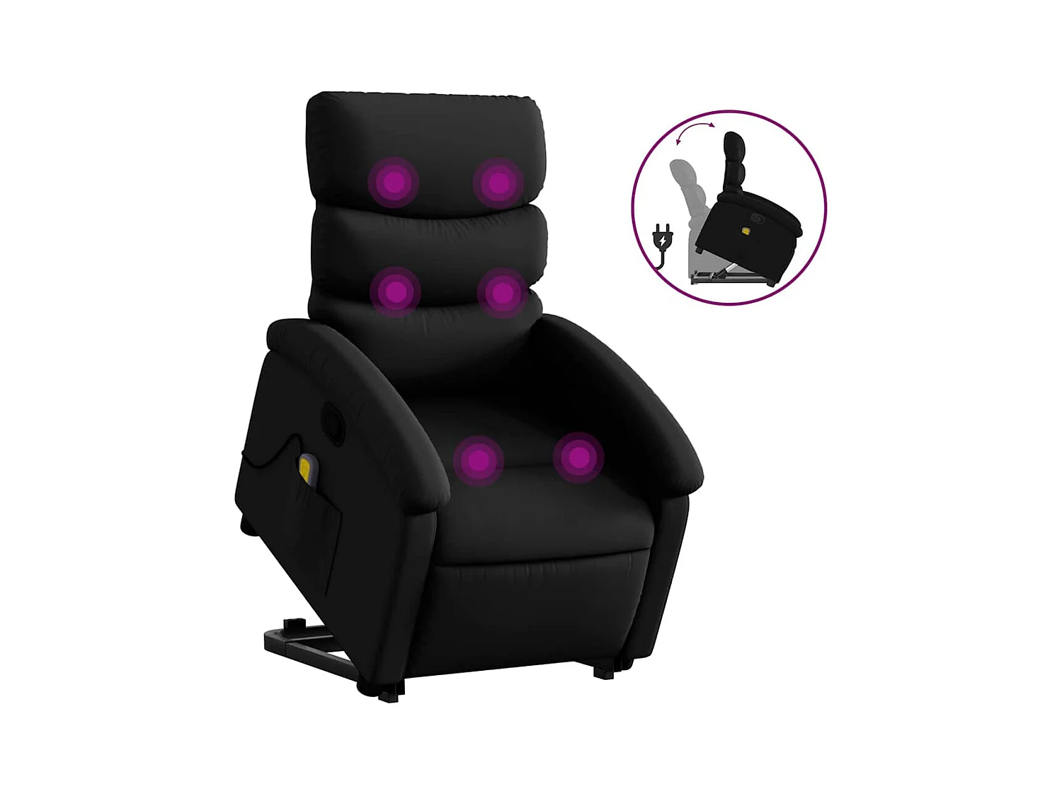 Fauteuil inclinable-Chaise de relax-Fauteuil de Massage Noir Similicuir SHL4078