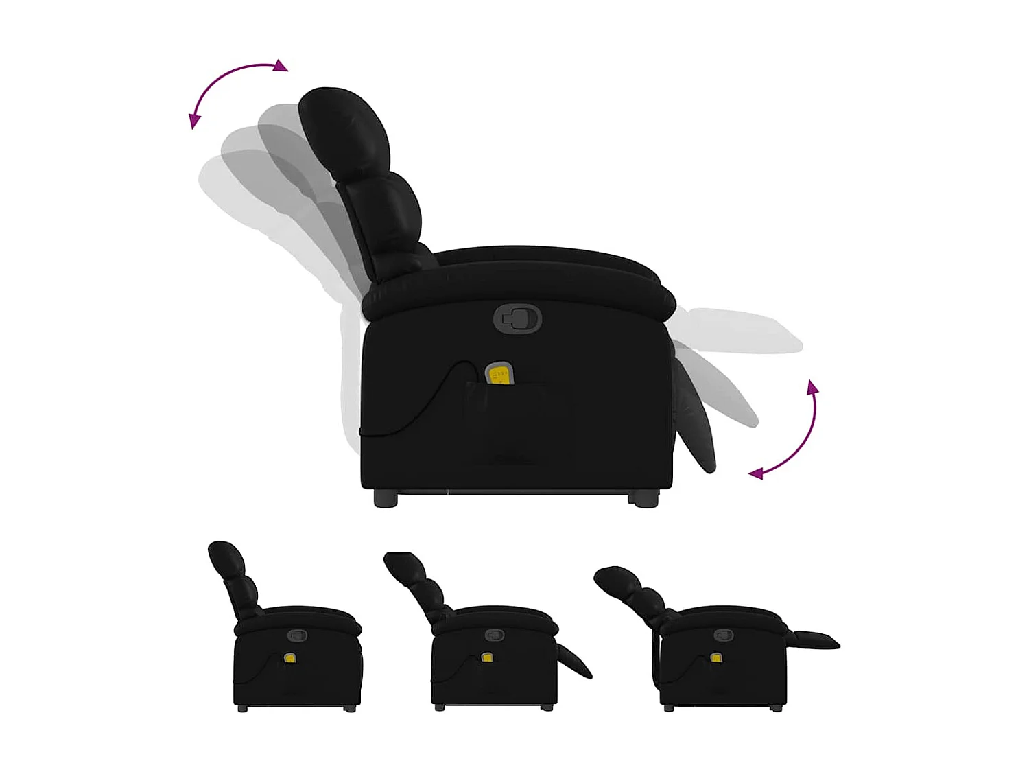 Massagesessel mit Aufstehhilfe | Relaxsessel Schwarz Kunstleder SHL75078