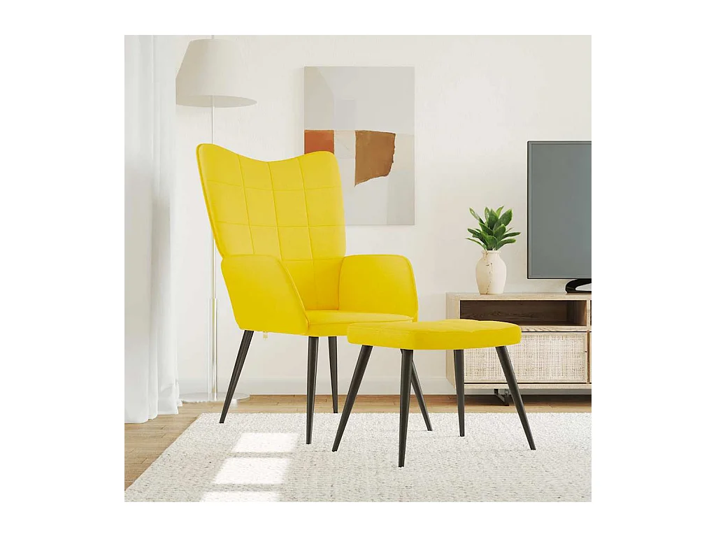 Sillón de relax | Silla de relax con reposapiés tela amarillo mostaza SHL4274