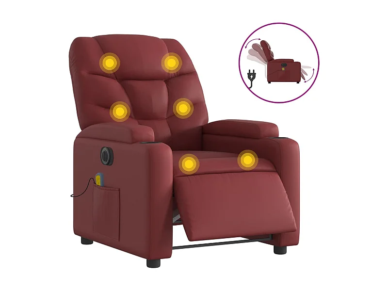 Fauteuil inclinable électrique-Fauteuil de massage pour Salon rouge bordeaux SHL4756