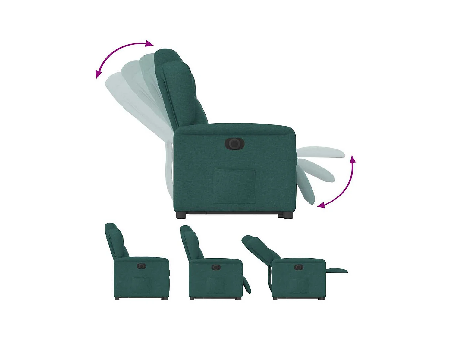 Silla de relax | Sillón eléctrico reclinable elevable de tela verde oscuro SHL8162