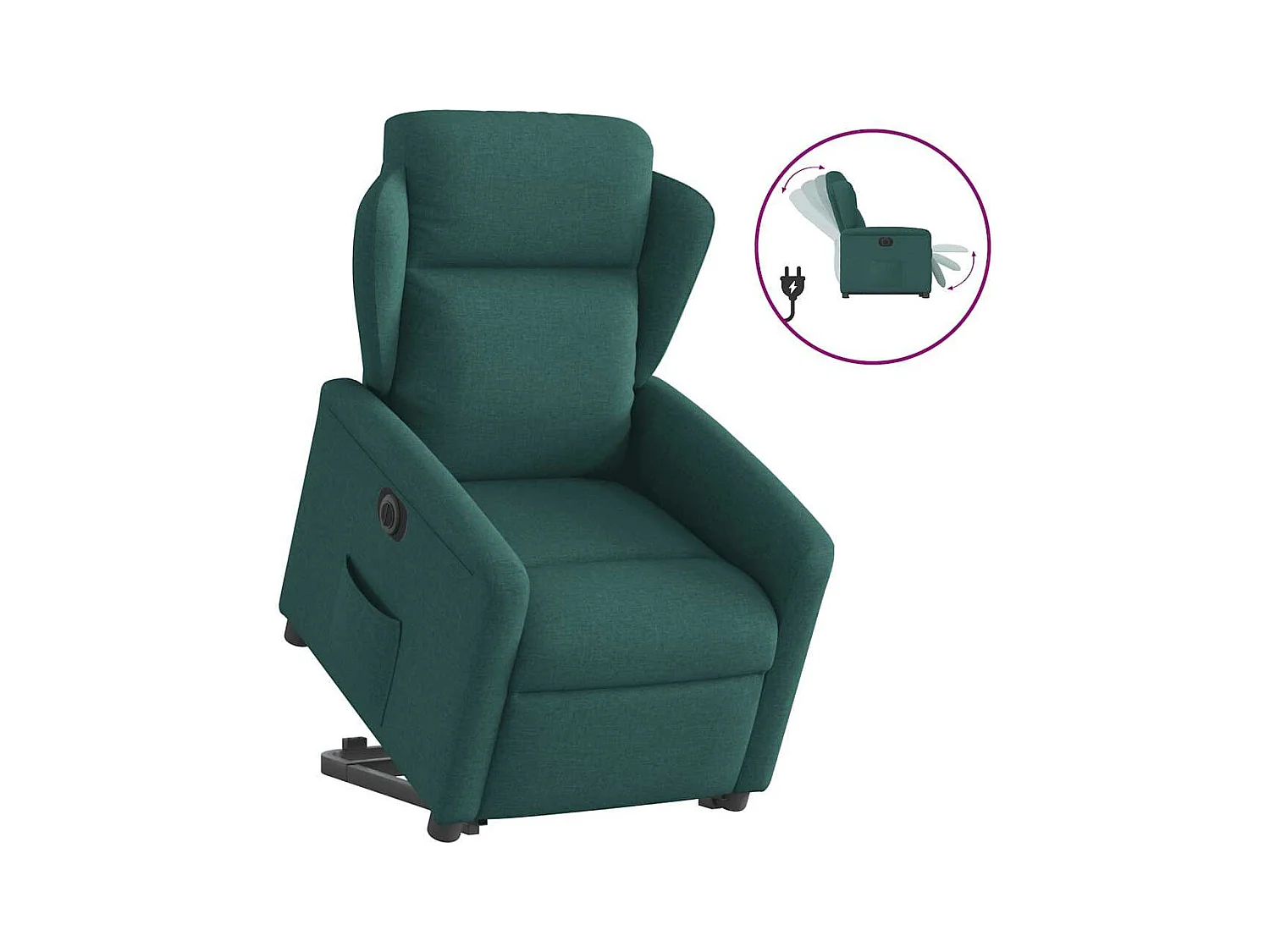Silla de relax | Sillón eléctrico reclinable elevable de tela verde oscuro SHL8162
