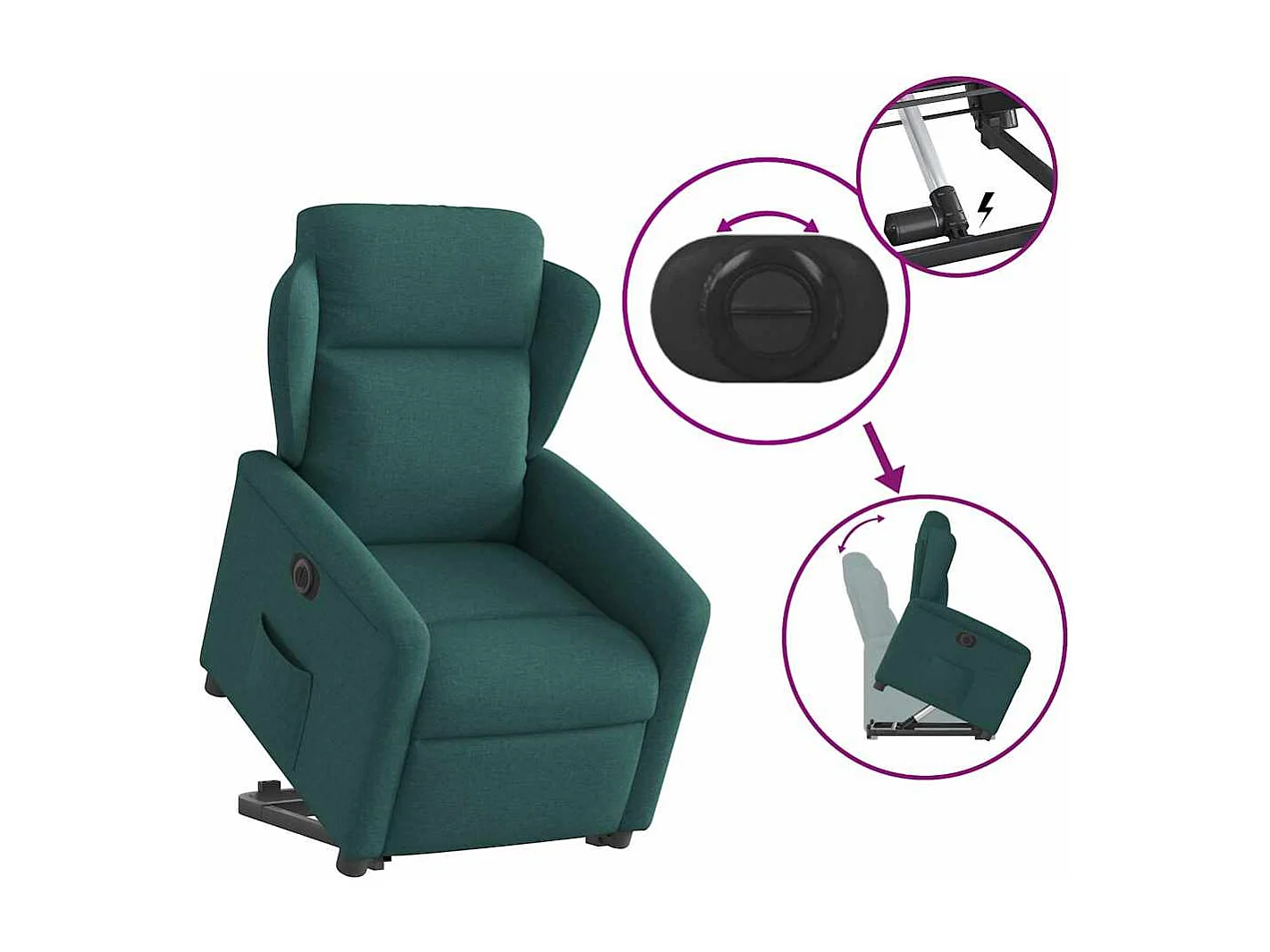 Fauteuil inclinable électrique-Chaise de relax-Fauteuil TV vert foncé tissu SHL3333