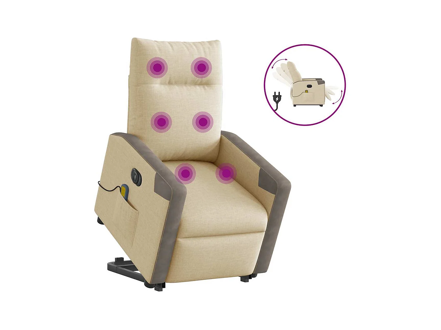 Sillón de salón | Silla | Sillón de masaje eléctrico reclinable elevable tela crema SHL6752