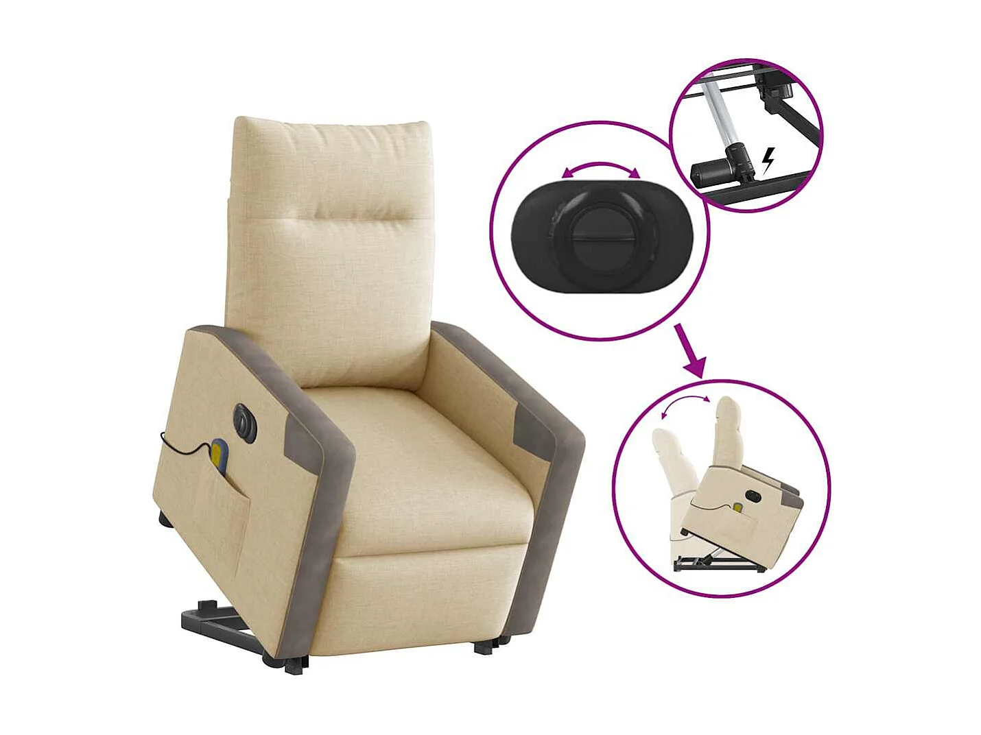 Sillón de salón | Silla | Sillón de masaje eléctrico reclinable elevable tela crema SHL6752