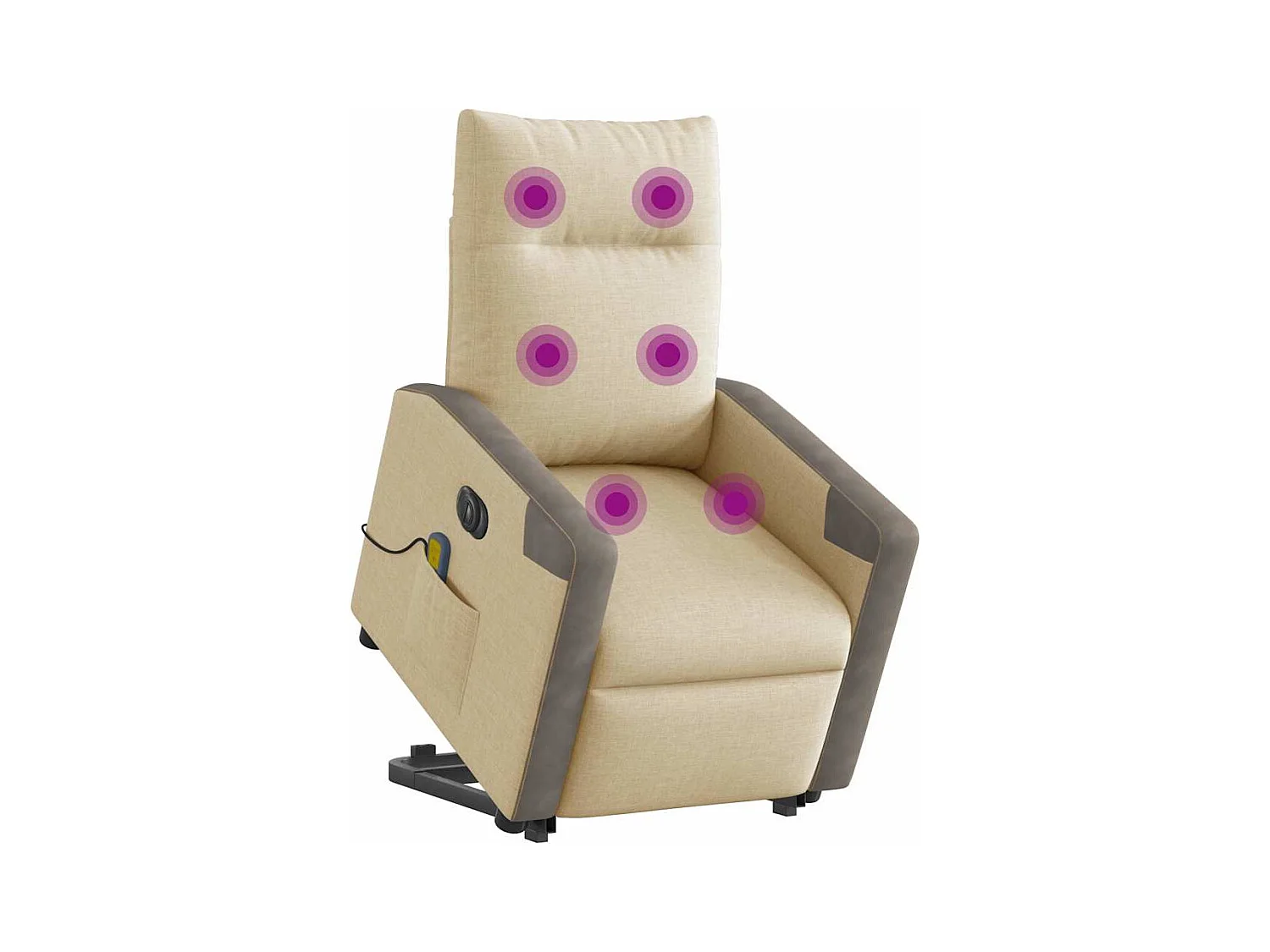 Fauteuil inclinable électrique-Chaise de relax-Fauteuil de Massage Crème Tissu SHL3530