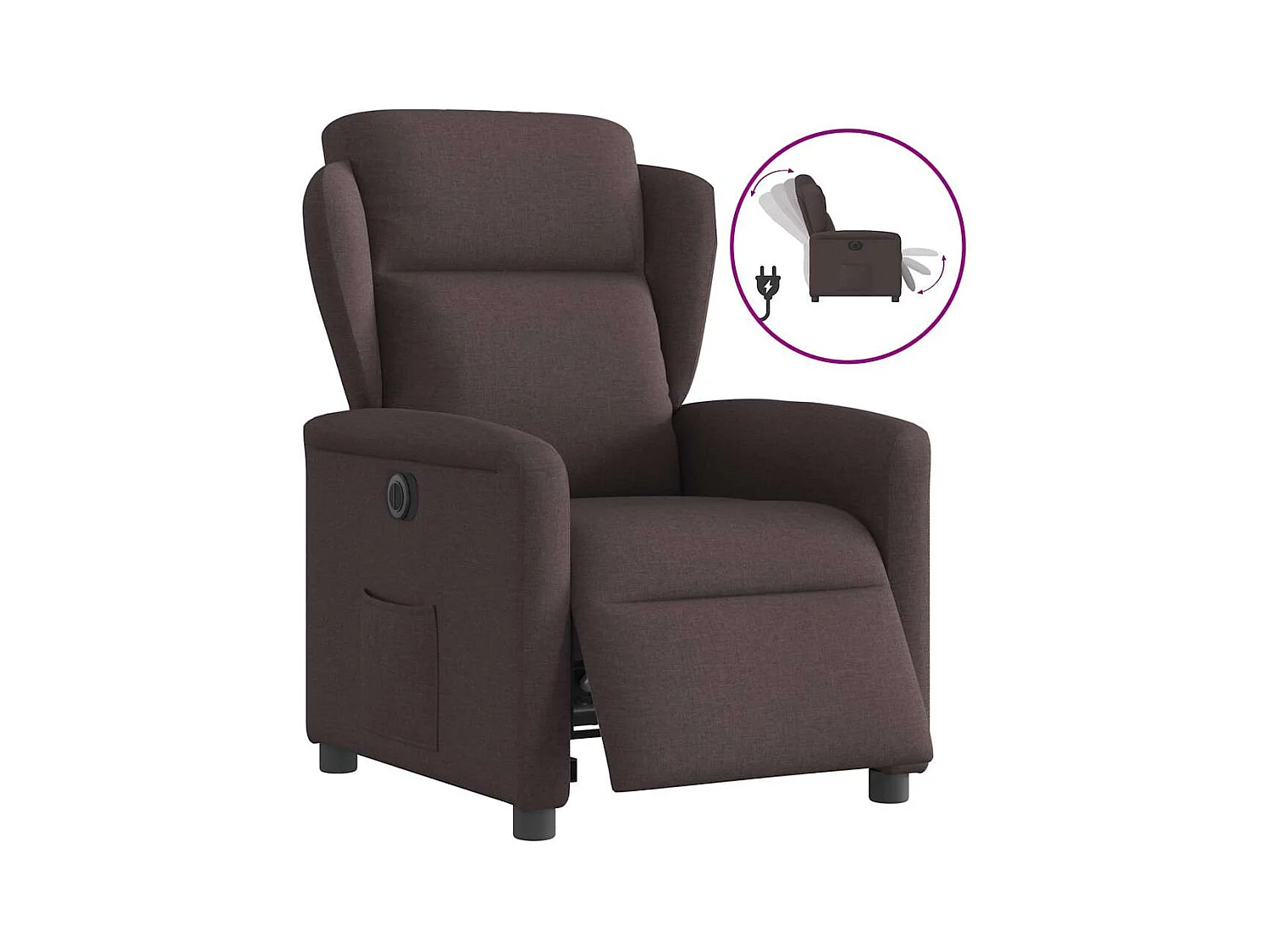 Sillón de relax | Silla | Sillón reclinable eléctrico tela marrón oscuro SHL4008