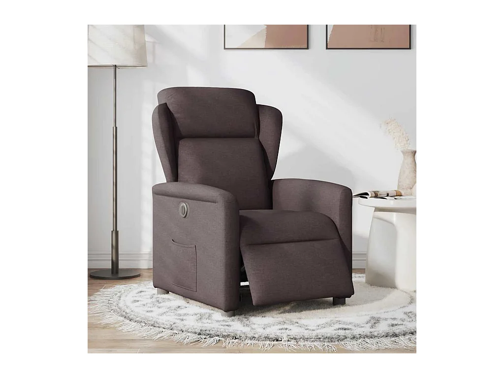 Fauteuil inclinable électrique-Chaise de relax-Fauteuil TV Marron foncé Tissu SHL3781