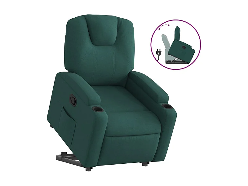 Sillón de relax | Silla | Sillón reclinable elevable tela verde oscuro SHL8043