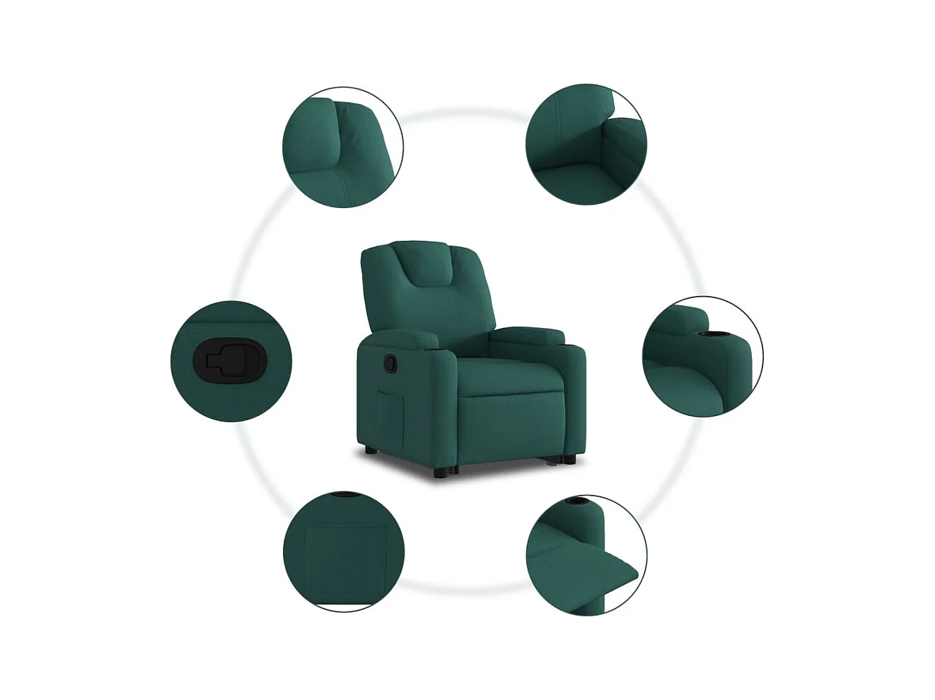 Fauteuil inclinable-Chaise de relax-Fauteuil salon vert foncé tissu SHL5211