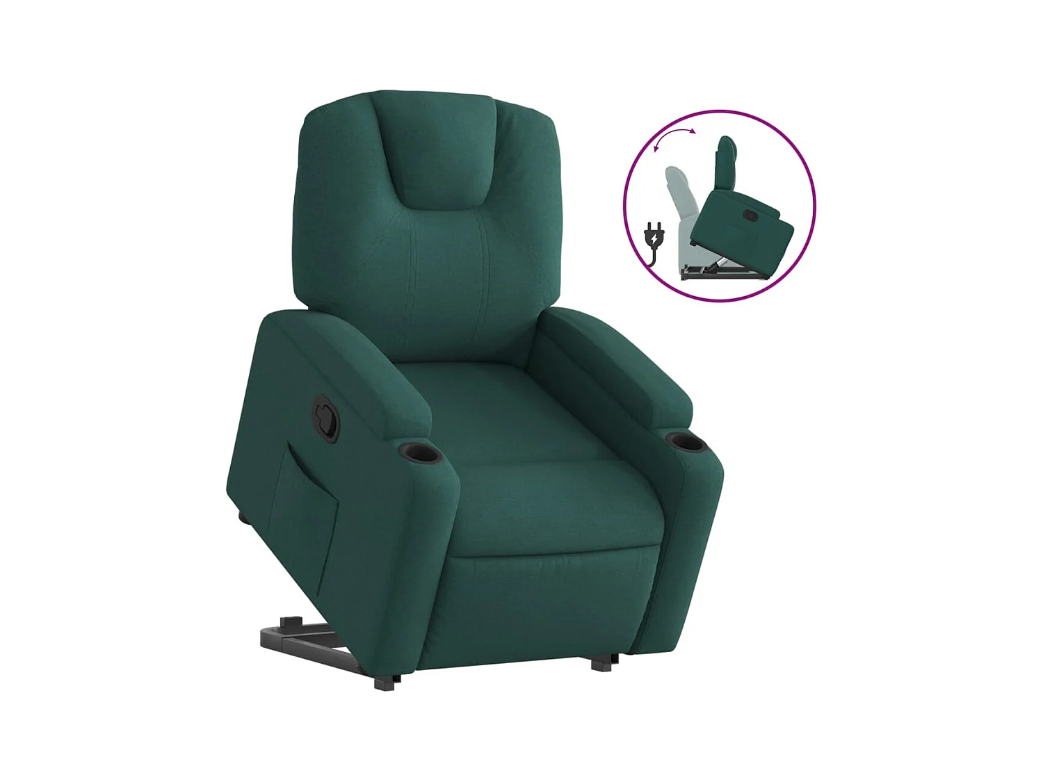 Sillón de relax | Silla | Sillón reclinable elevable tela verde oscuro SHL8043