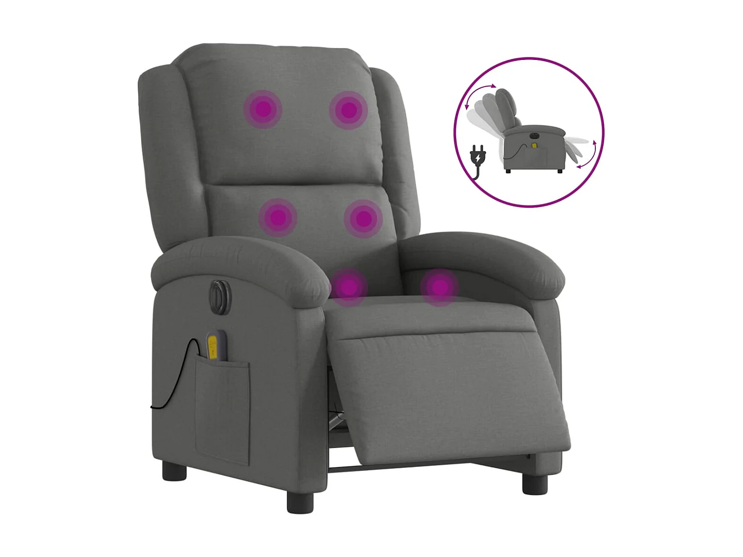 Massagesessel Elektrisch | Relaxsessel indoor Dunkelgrau Stoff SHL85798