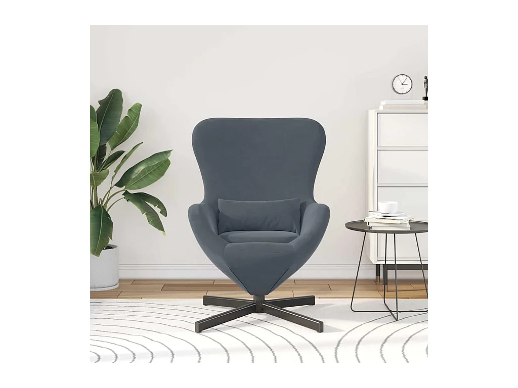 Sillón de relax | Sillón huevo Gris oscuro 63x73x90 cm Terciopelo SHL5948