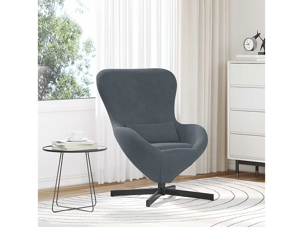 Poltrona Salotto | Sedia | Poltrona uovo Grigio scuro 63x73x90cm Velluto SHL5070