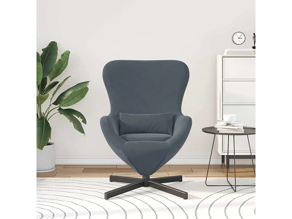 Poltrona Salotto | Sedia | Poltrona uovo Grigio scuro 63x73x90cm Velluto SHL5070