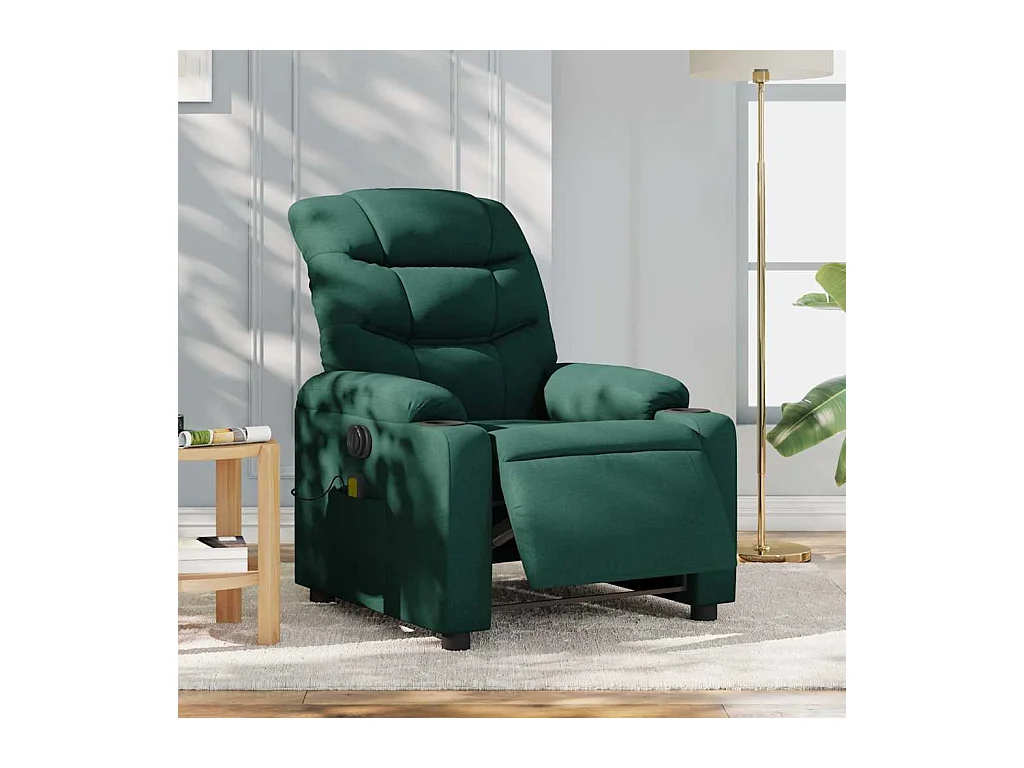 Poltrona reclinável de massagens elétrica tecido verde-escuro SHL970336