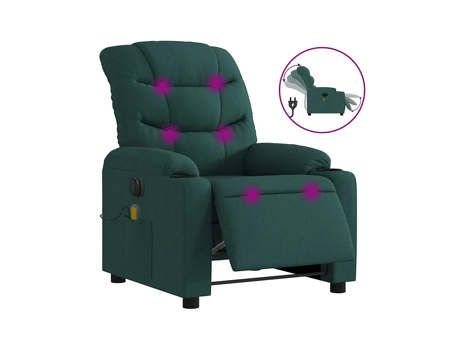 Fauteuil inclinable électrique-Fauteuil de massage de Salon Vert foncé Tissu SHL3181