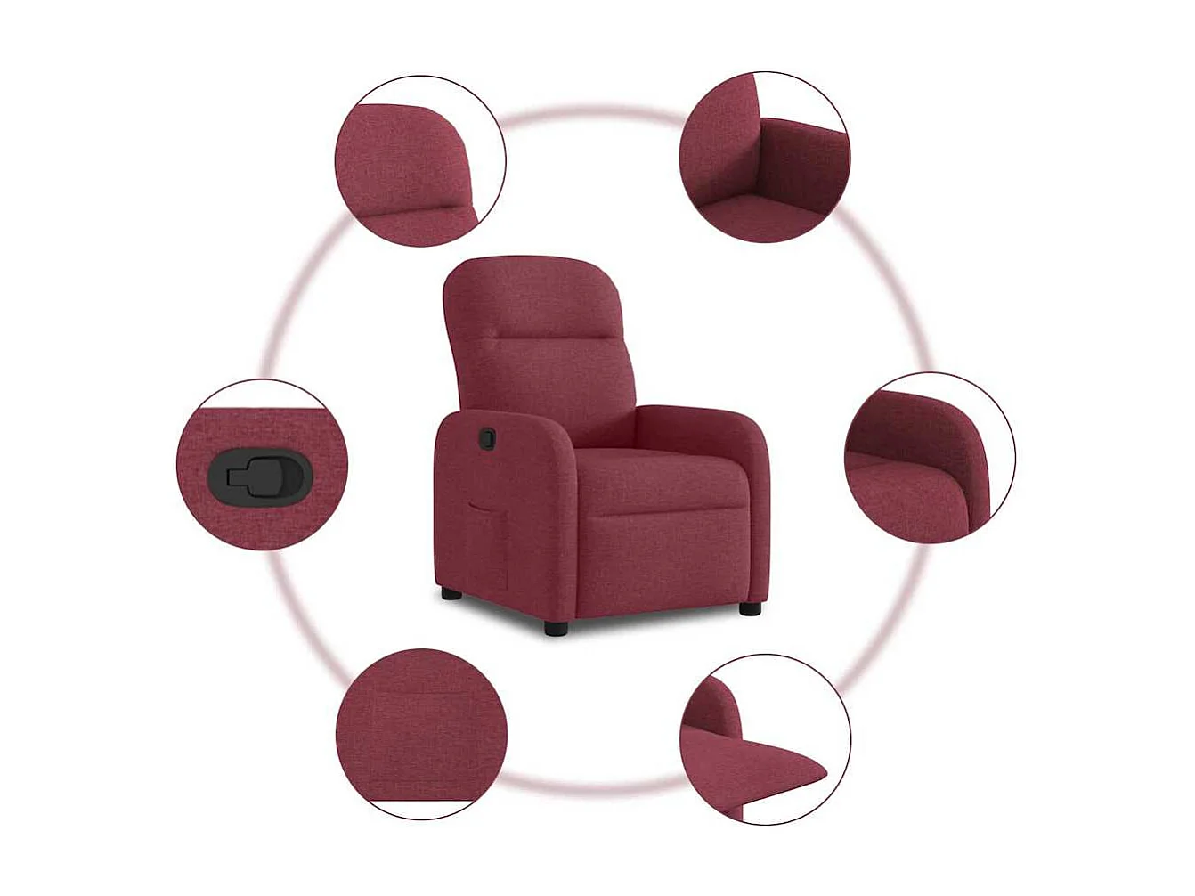 Sillón de relax | Silla | Sillón reclinable de tela rojo tinto SHL7283
