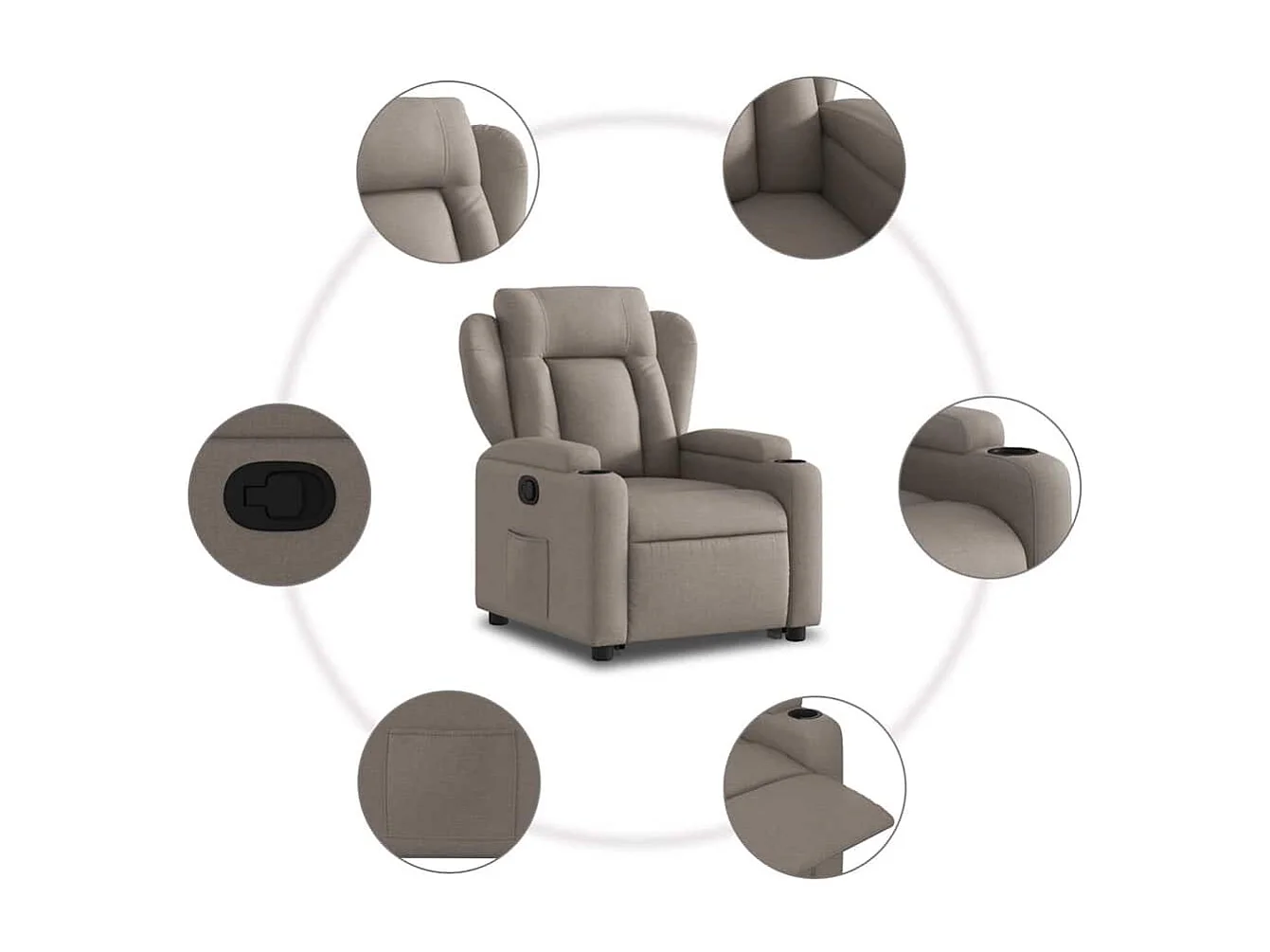 Relaxsessel | Lounge Sessel für Wohnzimmer mit Aufstehhilfe Taupe Stoff SHL68616