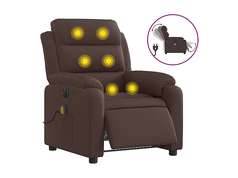 Fauteuil inclinable électrique-Fauteuil de massage pour Salon Marron foncé Tissu SHL5339