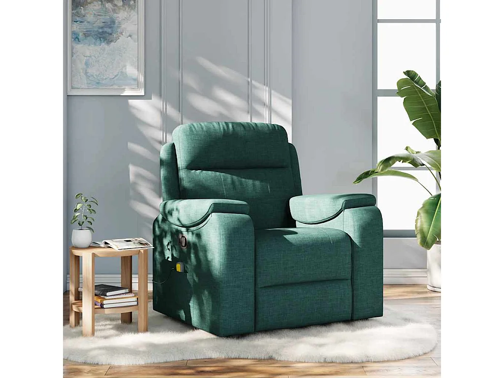 Fauteuil inclinable-Chaise de relax-Fauteuil de Massage Vert foncé Tissu SHL3135